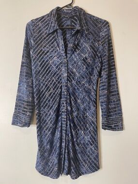 Boho Chick women’s  Blue Patterned Long-Sleeve  blouse